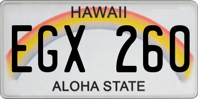 HI license plate EGX260
