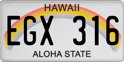 HI license plate EGX316