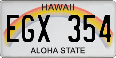 HI license plate EGX354