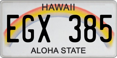 HI license plate EGX385