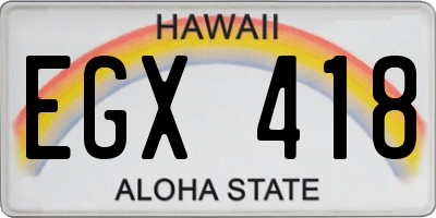 HI license plate EGX418