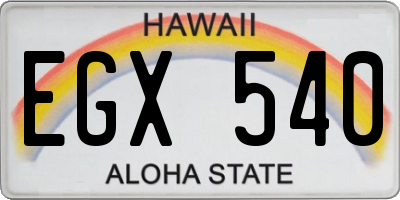 HI license plate EGX540