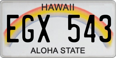 HI license plate EGX543