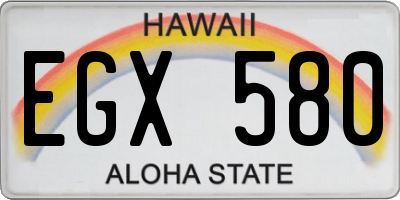 HI license plate EGX580