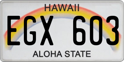 HI license plate EGX603