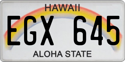 HI license plate EGX645