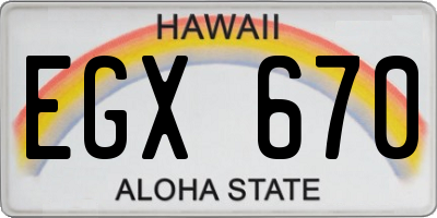 HI license plate EGX670