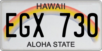 HI license plate EGX730
