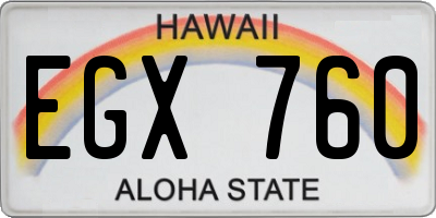 HI license plate EGX760