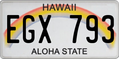 HI license plate EGX793