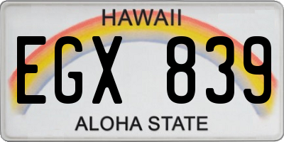 HI license plate EGX839