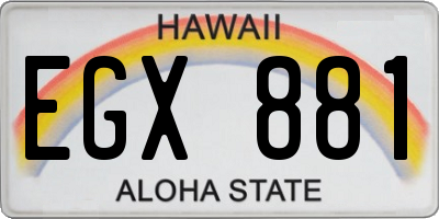 HI license plate EGX881