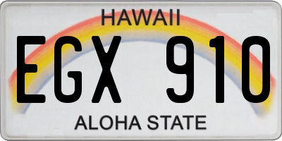 HI license plate EGX910