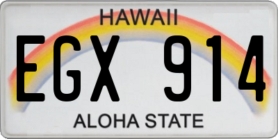 HI license plate EGX914