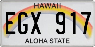HI license plate EGX917