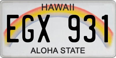 HI license plate EGX931