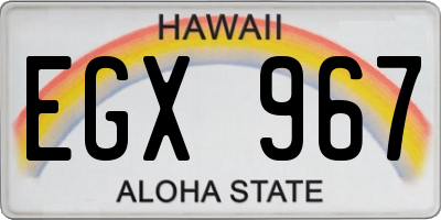 HI license plate EGX967