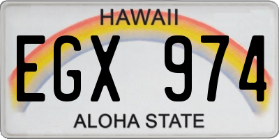 HI license plate EGX974