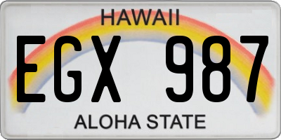 HI license plate EGX987