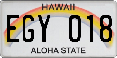 HI license plate EGY018