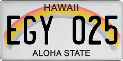 HI license plate EGY025