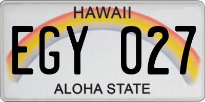 HI license plate EGY027