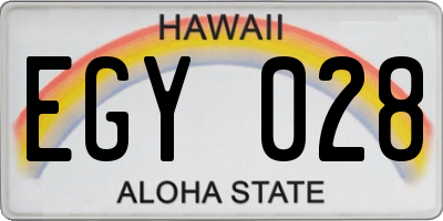 HI license plate EGY028