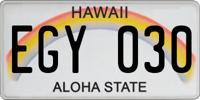 HI license plate EGY030