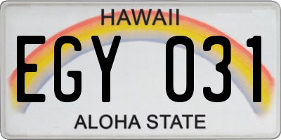HI license plate EGY031