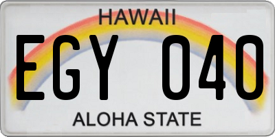 HI license plate EGY040