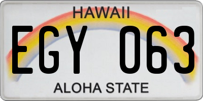 HI license plate EGY063