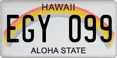 HI license plate EGY099