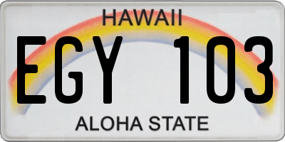 HI license plate EGY103