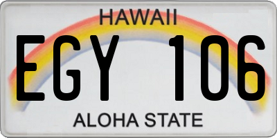 HI license plate EGY106