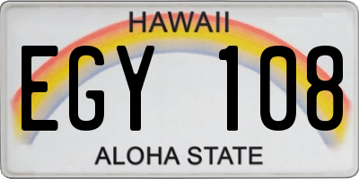 HI license plate EGY108