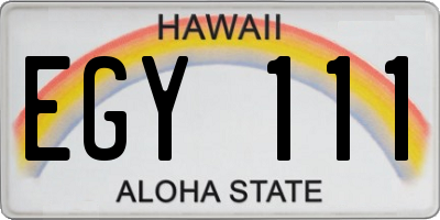 HI license plate EGY111