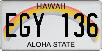 HI license plate EGY136