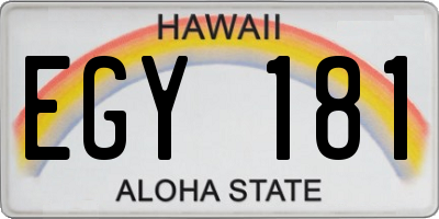 HI license plate EGY181
