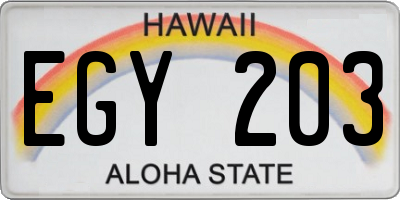 HI license plate EGY203