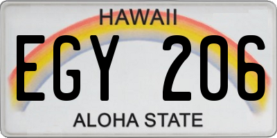 HI license plate EGY206