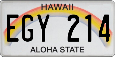HI license plate EGY214