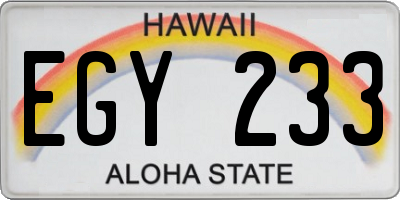 HI license plate EGY233