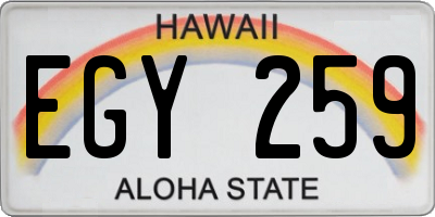 HI license plate EGY259