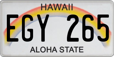 HI license plate EGY265