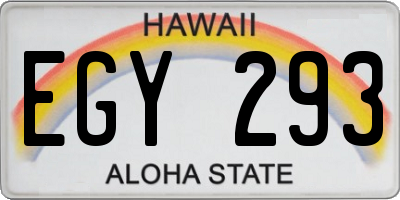 HI license plate EGY293