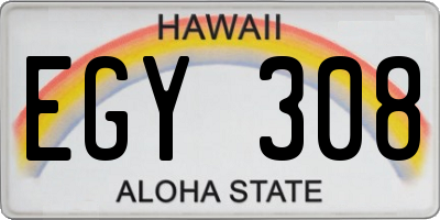 HI license plate EGY308