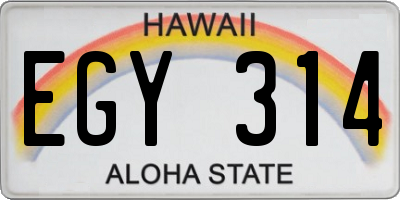 HI license plate EGY314