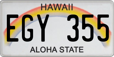 HI license plate EGY355