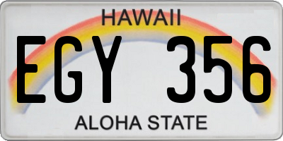 HI license plate EGY356
