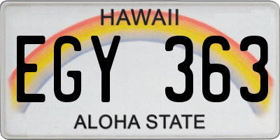 HI license plate EGY363